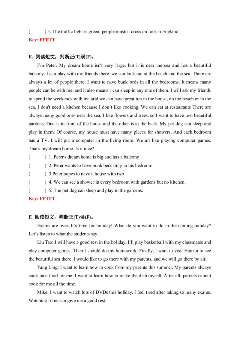 《期末易错题分类汇编阅读理解（判断正误篇）六年级下册（答案版）_小学1-6年级全科全套_1-6年级全科下册_六年级_英语_英语六下译林版》第3页预览