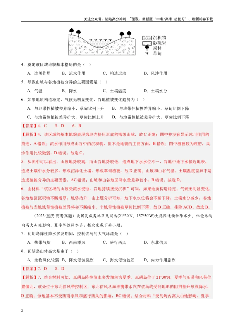 《第13讲营造地表形态的力量及其地貌（教师版）_07-地理-高考总复习_一轮复习_2025年_2025年高考地理一轮复习考点精讲精练（新高考通用）》第2页预览