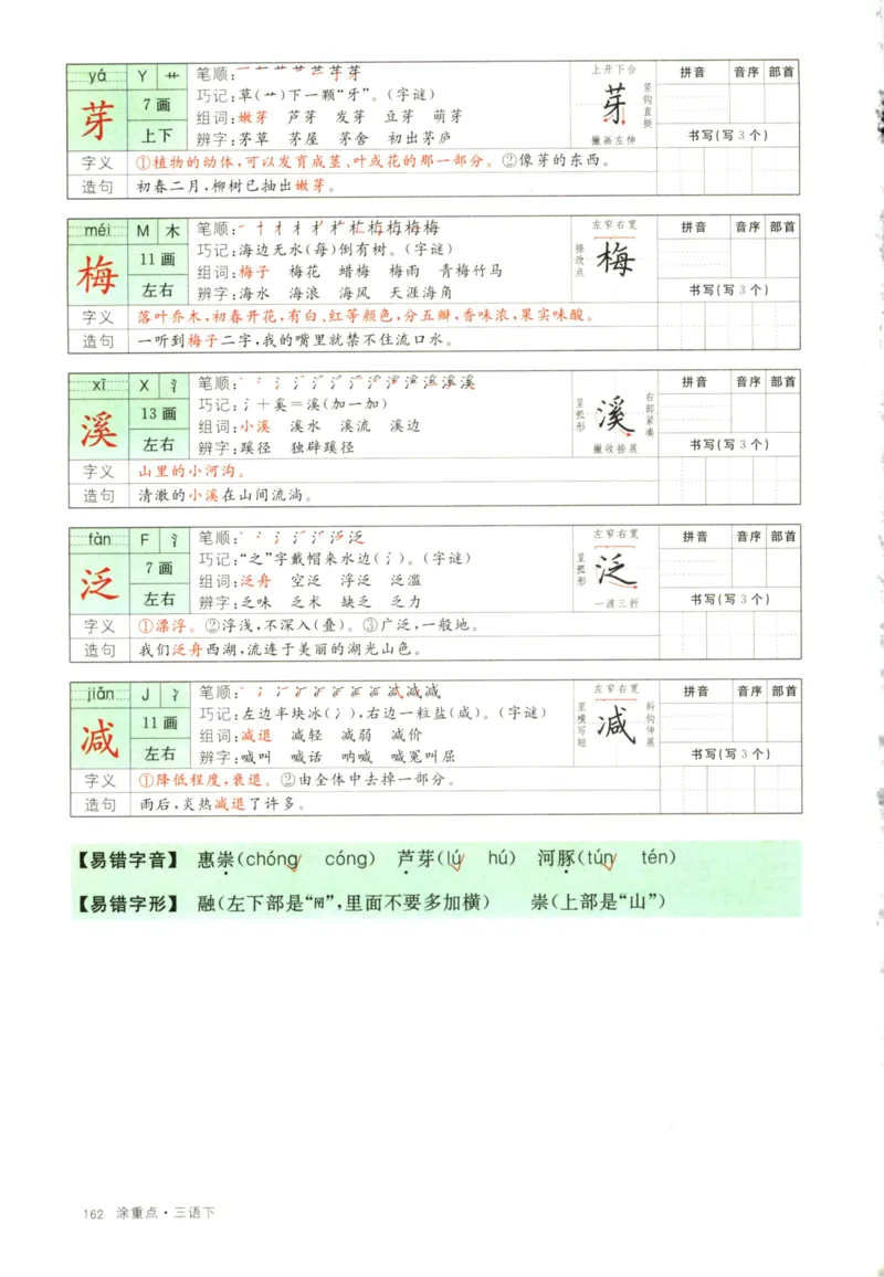 《涂重点，字词预习册语文3年级下_小学1-6年级全科全套_1-6年级全科下册_三年级_三年级下语文_语文三下课前预习专项》第4页预览