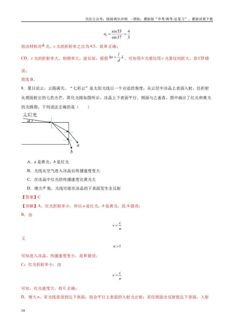 《专题22光学中常见的物理模型（教师版）_04-物理-高考总复习_专项复习_2025年_2025年高考物理热点模型与方法归纳》第10页预览