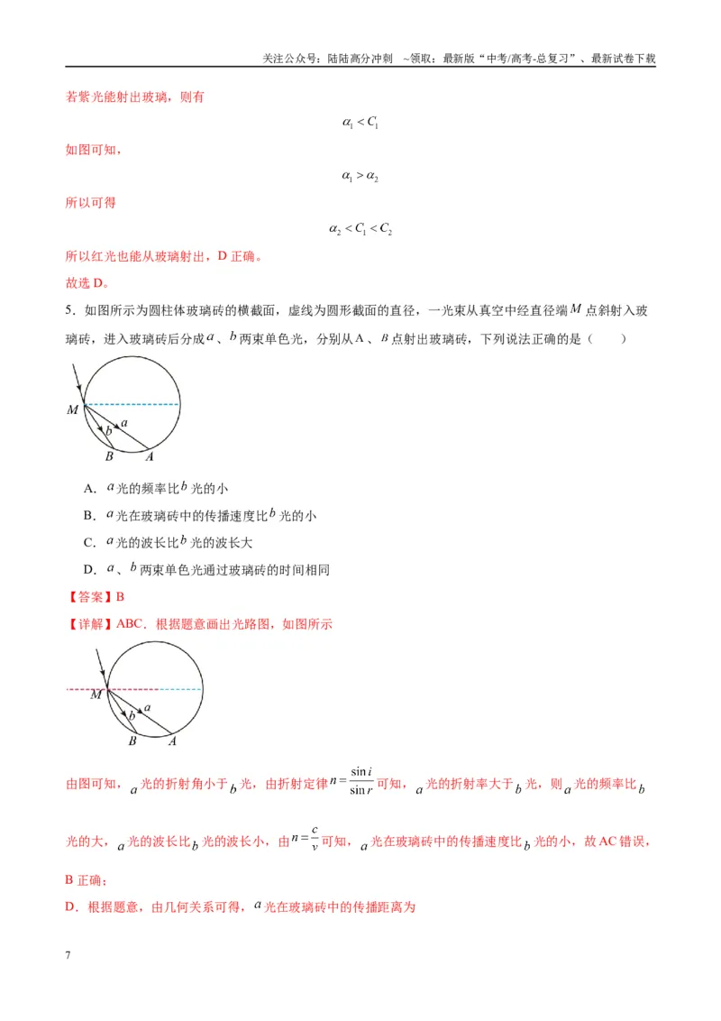 《专题22光学中常见的物理模型（教师版）_04-物理-高考总复习_专项复习_2025年_2025年高考物理热点模型与方法归纳》第7页预览