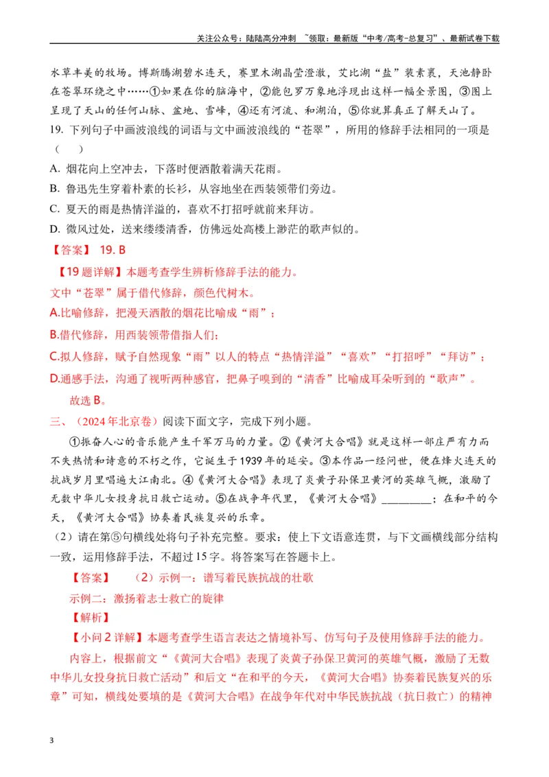 《专题18语言文字运用（手法类）解析版_专项复习_2025年_十年（2015-2024）高考语文真题分类汇编（全国通用）》第3页预览