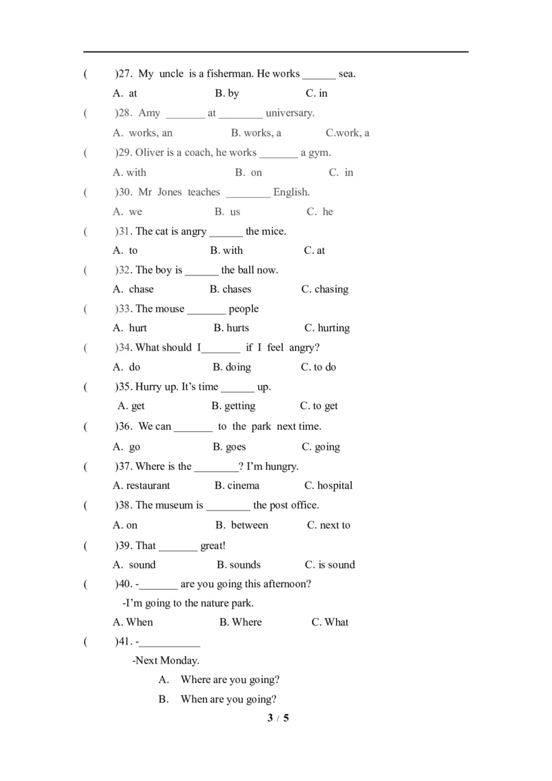 《期末突破六年级上册英语期末专项卷-单选人教PEP（word版，含答案）_小学1-6年级全科全套_1-6年级全科上册_六年级_英语_英语人教PEP版_人教PEP英语六上专项训练》第3页预览