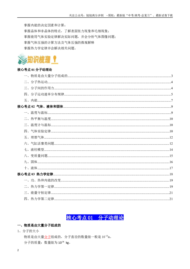 《专题17热学（教师版）_04-物理-高考总复习_一轮复习_2025年_2025年高考物理一轮复习知识清单（全国通用）》第2页预览