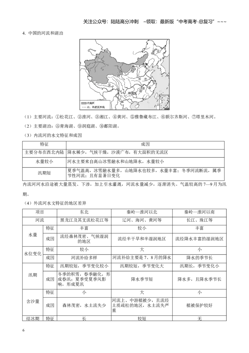 《第38讲中国地理（知识清单）（聚焦一轮）（学生版）_07-地理-高考总复习_一轮复习_2026年-地理高考一轮复习_2026年高考地理一轮复习全程跟踪讲义-G350_资料》第6页预览