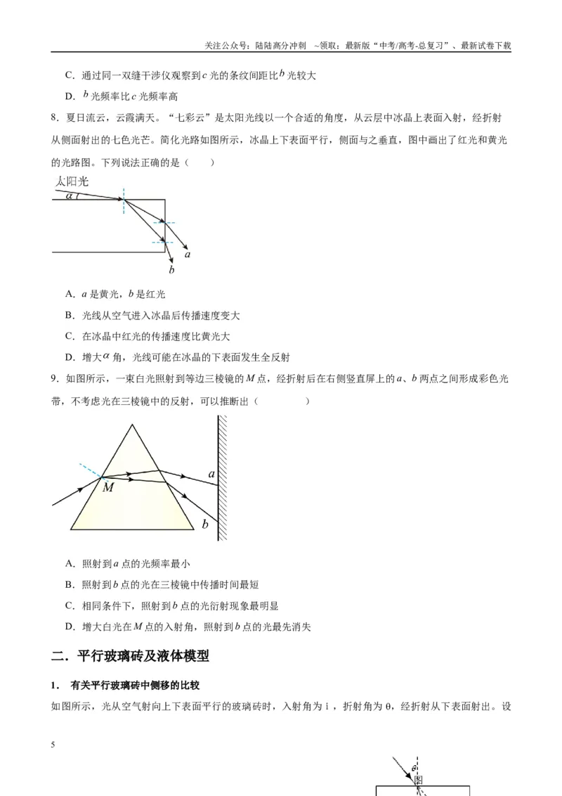 《专题22光学中常见的物理模型（学生版）_04-物理-高考总复习_专项复习_2025年_2025年高考物理热点模型与方法归纳》第5页预览