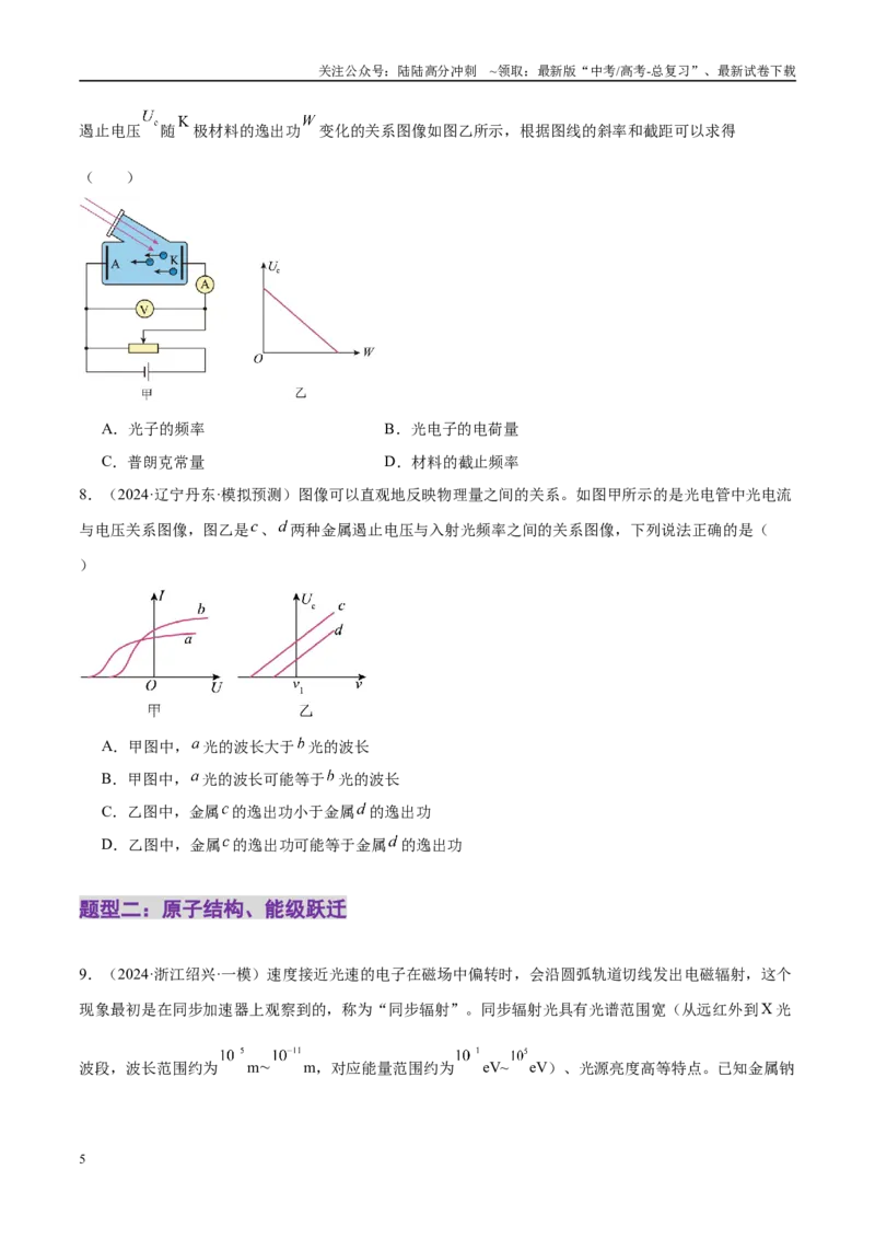 《专题18近代物理（练习）（学生版）_04-物理-高考总复习_二轮复习_2025年_2025年高考物理二轮复习课件+讲义+练习（新高考通用）》第5页预览