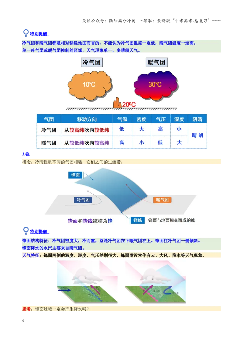 《第09讲常见的天气系统和天气（复习讲义）（全国通用）（学生版）_07-地理-高考总复习_一轮复习_2026年-地理高考一轮复习_2026年高考地理一轮复习讲义+练习+课件（新教材新高考）-G55》第5页预览