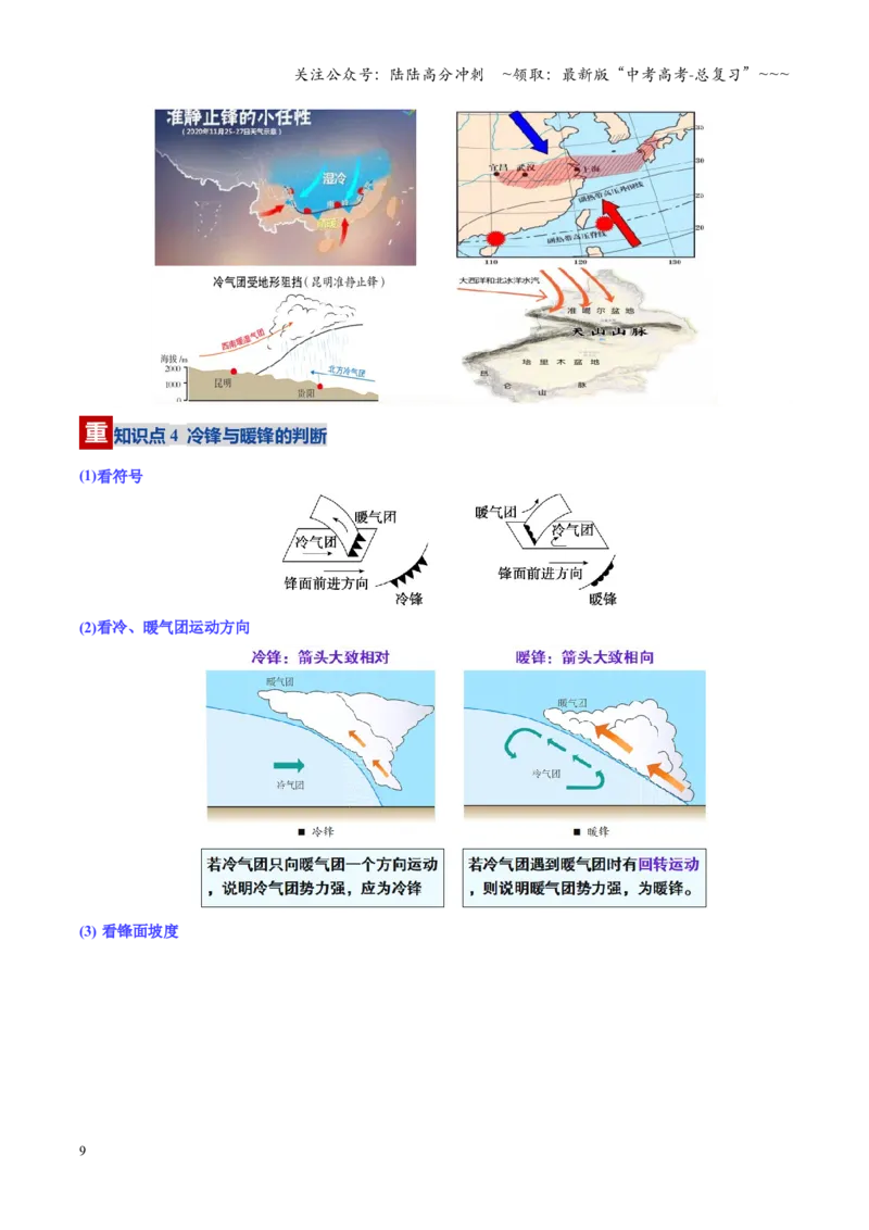 《第09讲常见的天气系统和天气（复习讲义）（全国通用）（学生版）_07-地理-高考总复习_一轮复习_2026年-地理高考一轮复习_2026年高考地理一轮复习讲义+练习+课件（新教材新高考）-G55》第9页预览