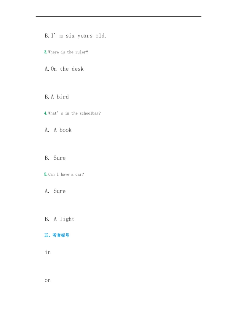 《（人教新起点）一年级英语下册期期中测试2_小学1-6年级全科全套_1-6年级全科下册_一年级_一年级下英语_人教新起点一年级英语下册_试卷》第4页预览