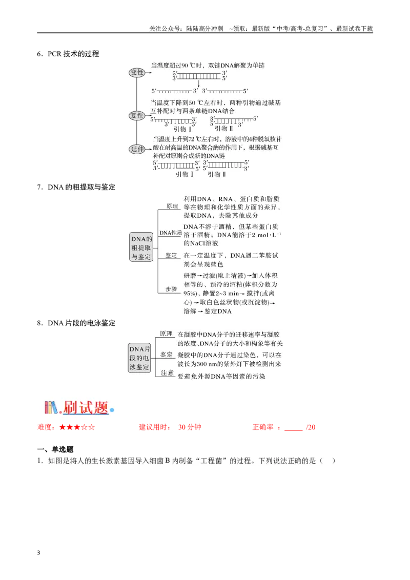 《专题25基因工程（解析版）_06-生物-高考总复习_专项复习_2024年_2024年高考生物经典小题必刷_资料》第3页预览