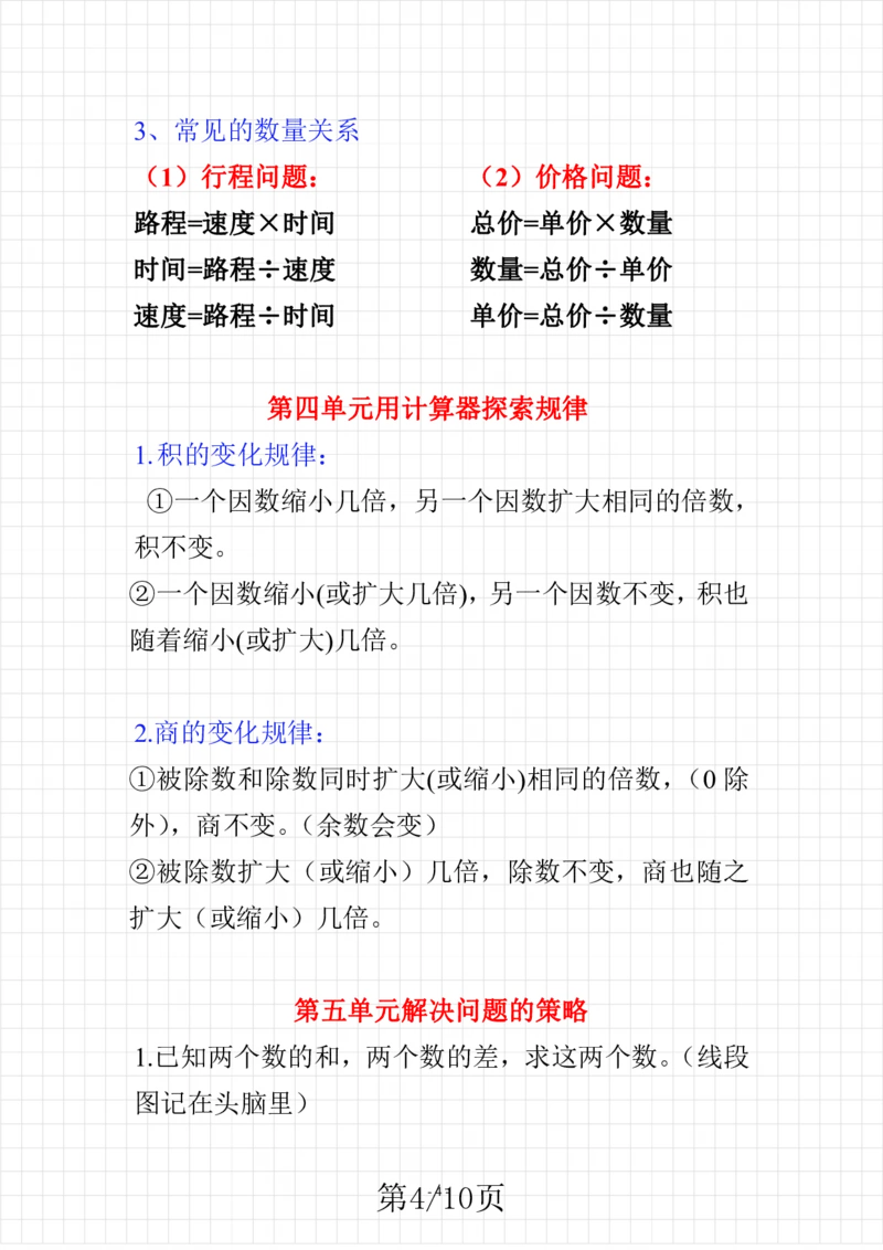 《苏教版数学四年级下册知识点概括_小学1-6年级全科全套_1-6年级全科下册_四年级_四年级下数学_数学四下苏教版》第4页预览
