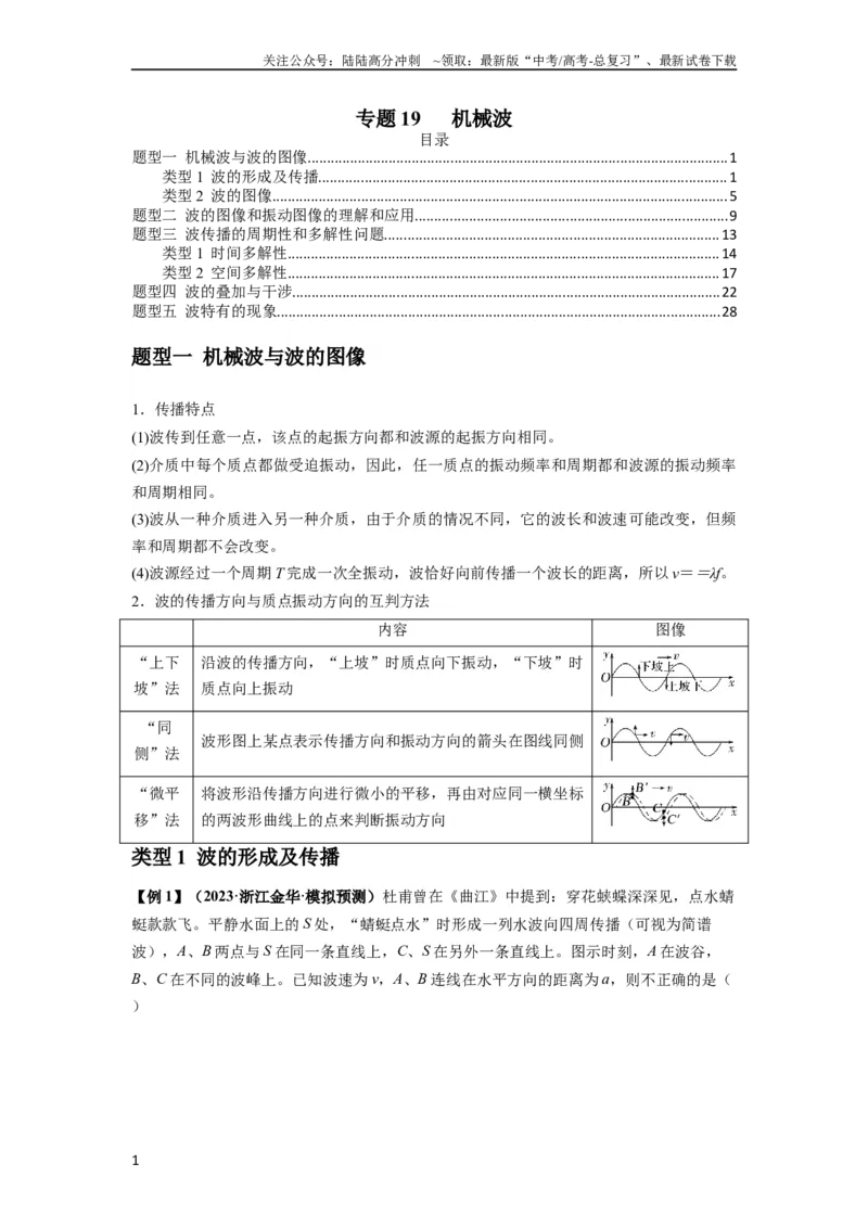 《专题19机械波（解析版）_04-物理-高考总复习_一轮复习_2024年_2024年高考物理一轮复习热点题型归类训练重点提升_2023版》第1页预览