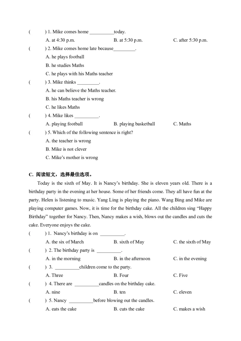 《期末易错题分类汇编阅读理解（综合篇）译林版（三起）五年级下册_小学1-6年级全科全套_1-6年级全科下册_五年级_五年级下英语_英语五下译林版》第2页预览