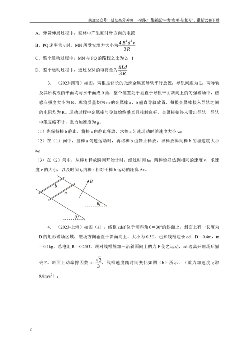 《专题24电磁感应中双导体棒与线框运动模型（学生版）_04-物理-高考总复习_专项复习_2025年_2025年高考物理常见模型与方法强化练》第2页预览