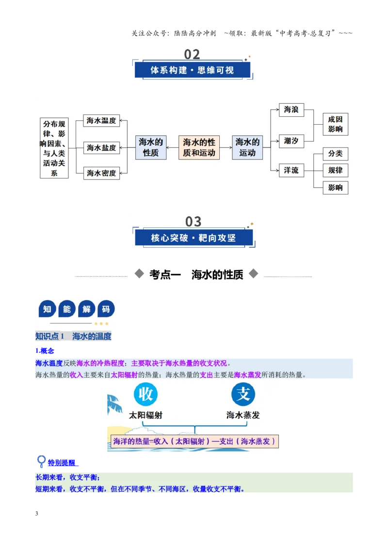 《第11讲海水的性质和运动（复习讲义）（全国通用）（教师版）_07-地理-高考总复习_一轮复习_2026年-地理高考一轮复习_2026年高考地理一轮复习讲义+练习+课件（新教材新高考）-G55_2026版》第3页预览