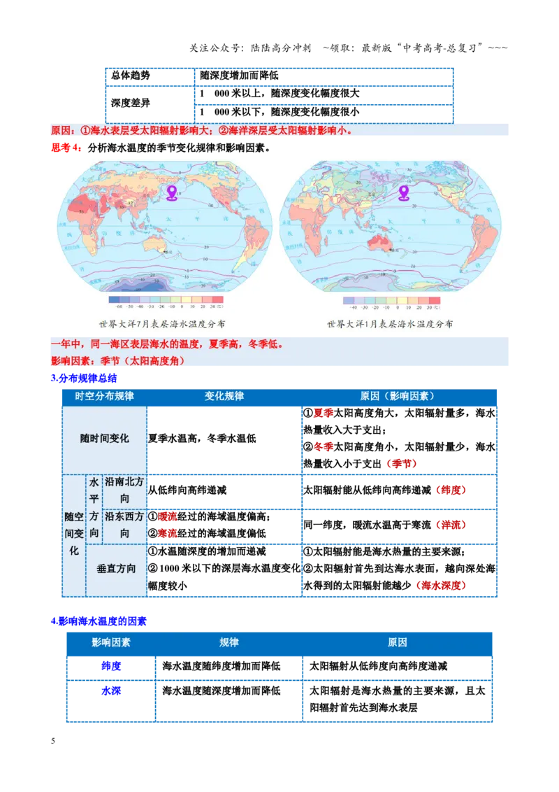 《第11讲海水的性质和运动（复习讲义）（全国通用）（教师版）_07-地理-高考总复习_一轮复习_2026年-地理高考一轮复习_2026年高考地理一轮复习讲义+练习+课件（新教材新高考）-G55_2026版》第5页预览