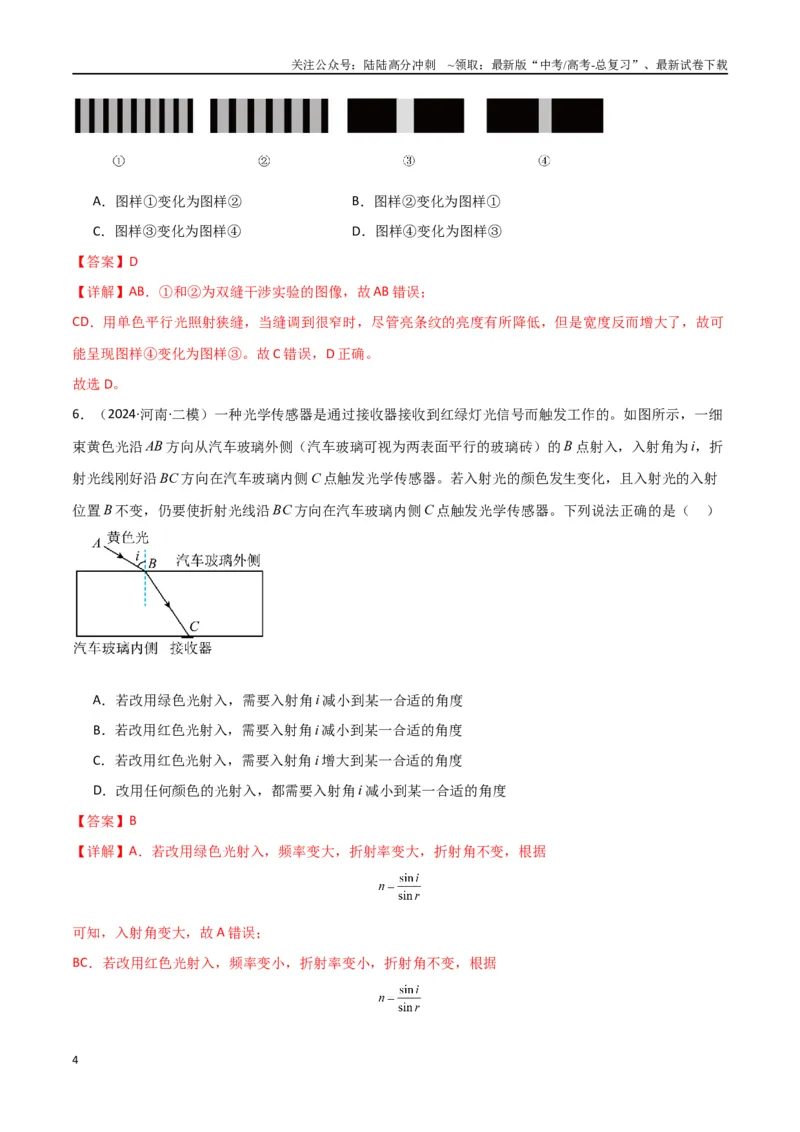 《专题18光学（解析版）_04-物理-高考总复习_专项复习_2024年_2024届新高考物理冲刺专项训练300题_资料》第4页预览
