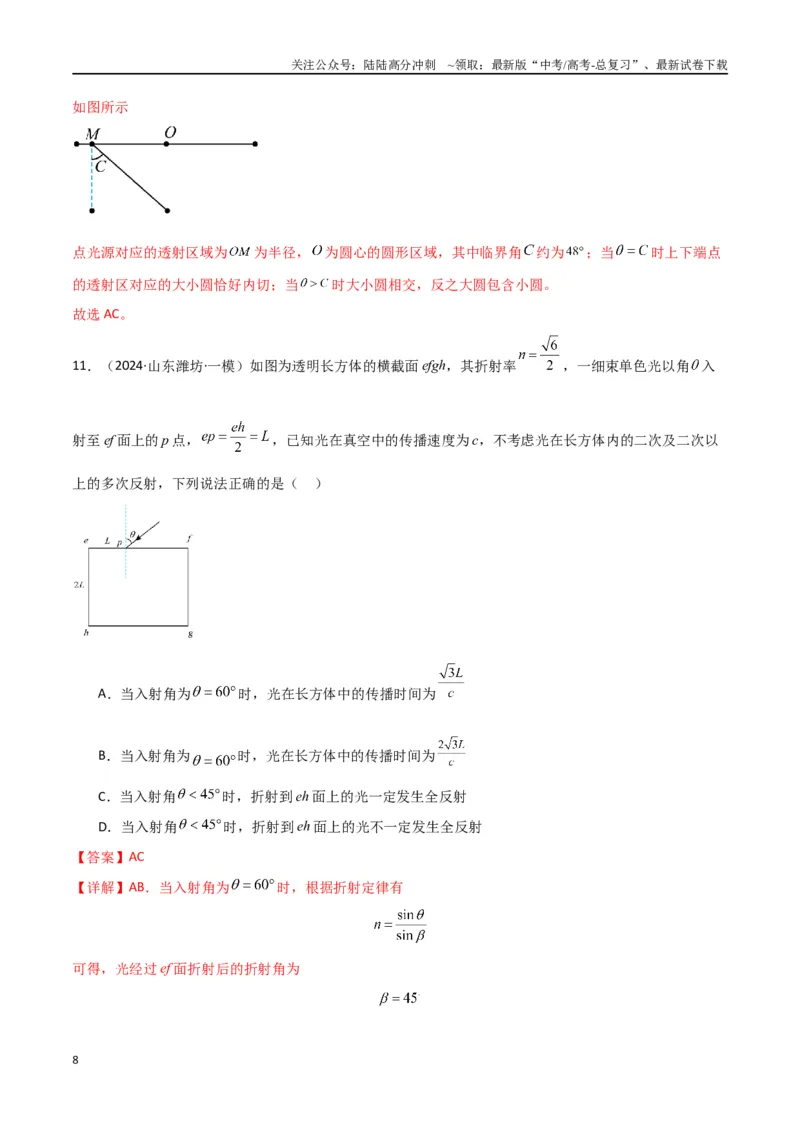 《专题18光学（解析版）_04-物理-高考总复习_专项复习_2024年_2024届新高考物理冲刺专项训练300题_资料》第8页预览