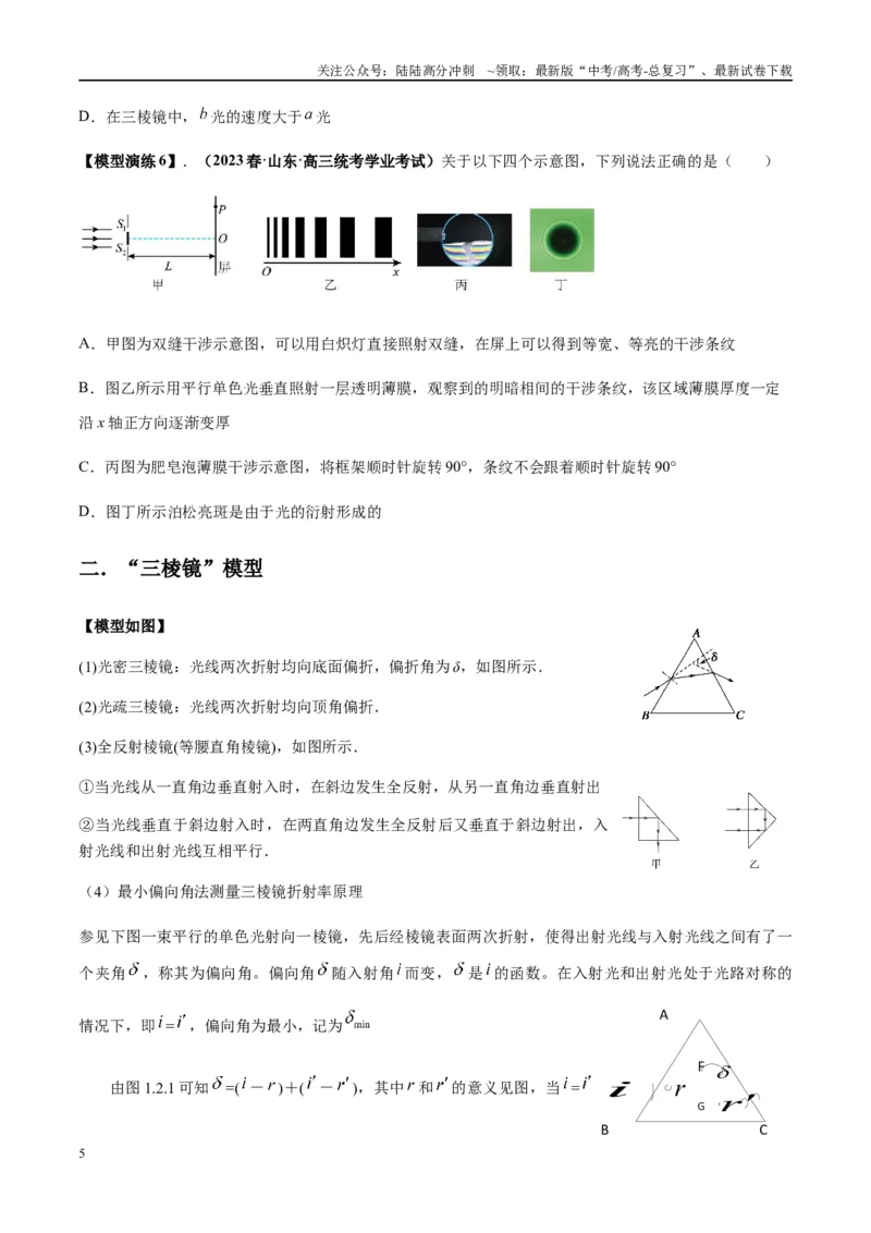《专题22光学中常见的物理模型(学生版)_04-物理-高考总复习_专项复习_2025年_2025年高中高考物理模型与方法_资料_2高中物理模型与方法》第5页预览