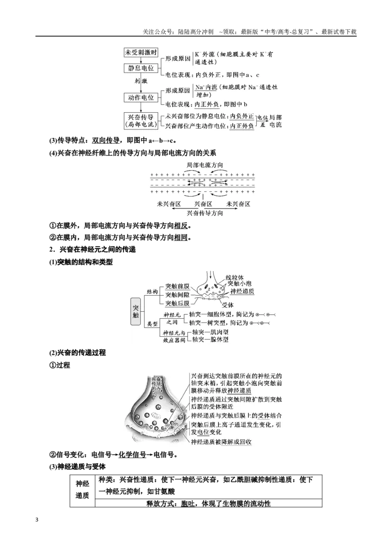 《专题26神经调节（原卷版)_06-生物-高考总复习_一轮复习_2024年_2024年高考生物一轮复习重难点专项突破_资料》第3页预览