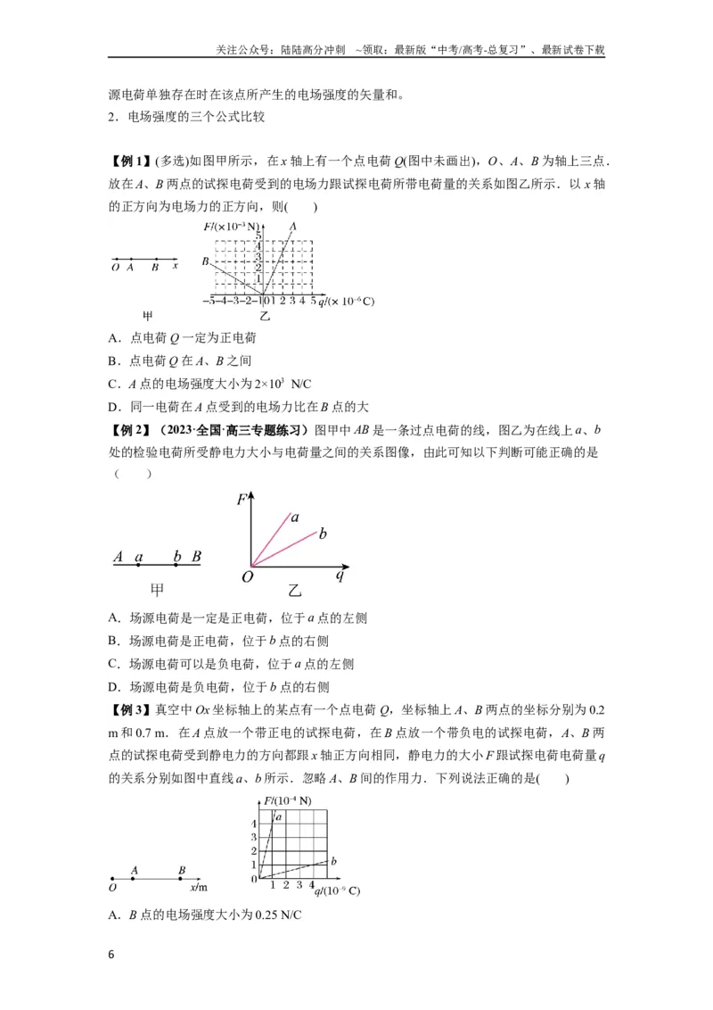《专题20电场力的性质（原卷版）_04-物理-高考总复习_一轮复习_2024年_2024年高考物理一轮复习热点题型归类训练重点提升_2024版》第6页预览