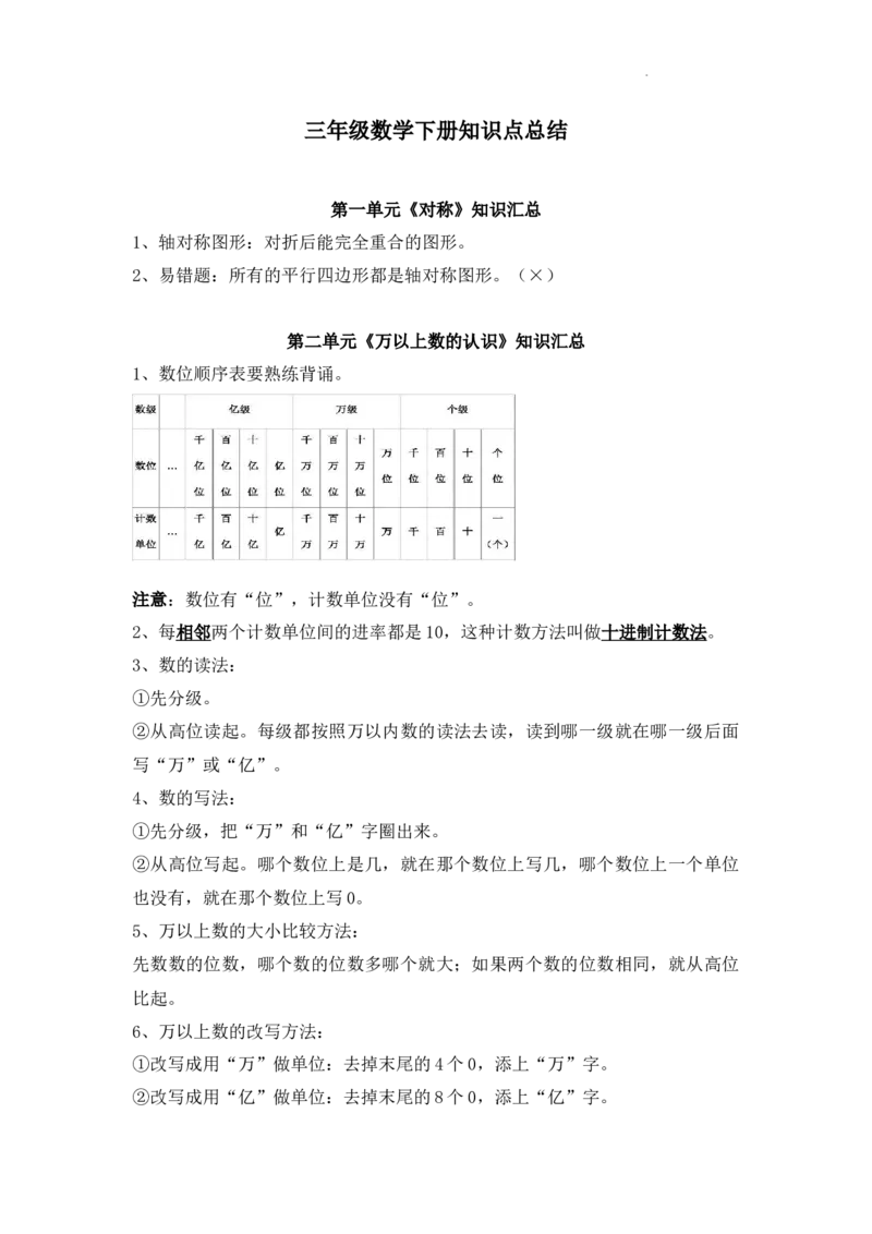 《三（下）数学（青岛54制）全册知识点总结_小学1-6年级全科全套_1-6年级全科下册_三年级_三年级下数学_数学三下青岛五四》第1页预览