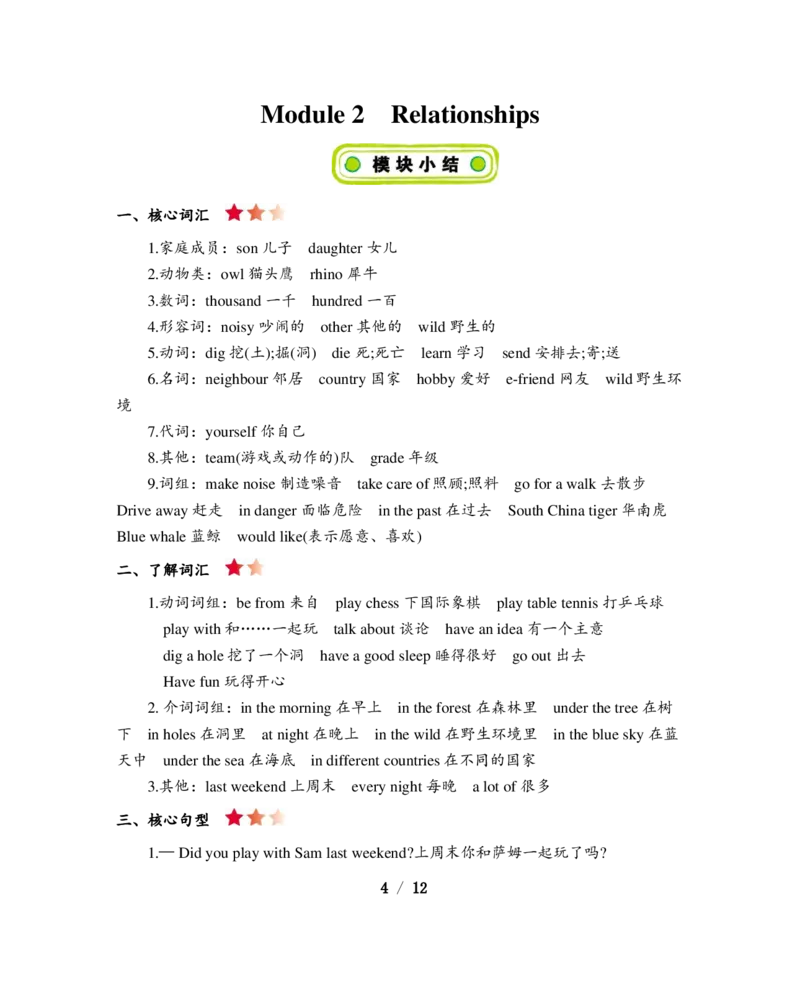《六年级上册英语素材-Module1-4知识清单牛津上海版（三起）_小学1-6年级全科全套_1-6年级全科上册_六年级_英语_英语沪教版牛津_牛津英语六上知识总结》第4页预览