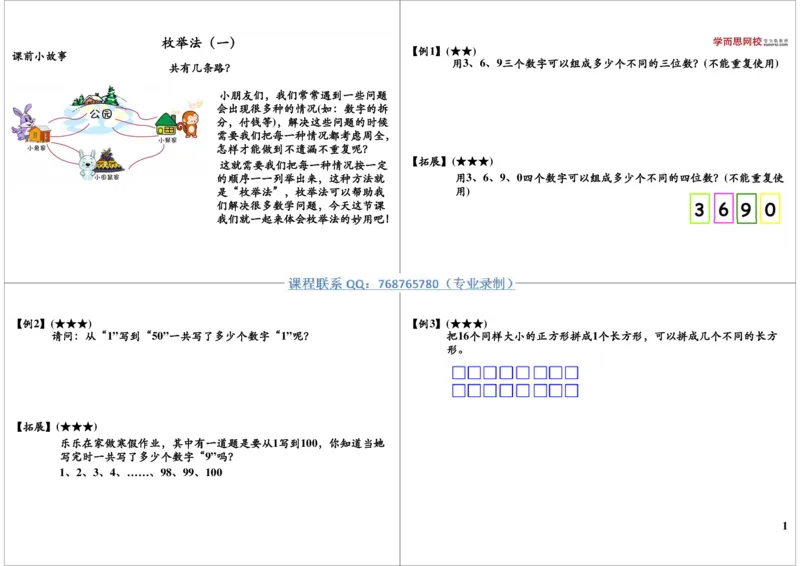 《枚举法（一）_小学1-6年级全科全套_2024更新专题_小学奥数专题资料_7、精品课程合集_学而思小学1-6年级奥数竞赛班视频课程285讲_二年级奥数（竞赛班）45讲》第1页预览
