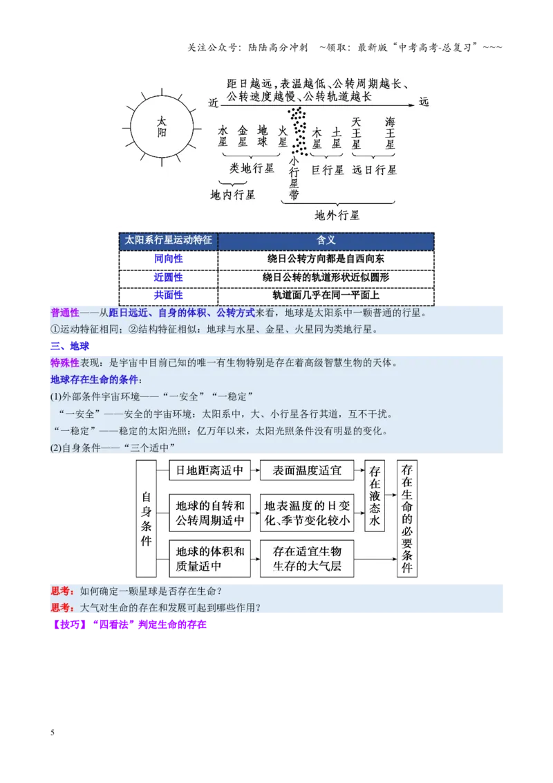 《第03讲地球的宇宙环境、演化历史与圈层结构（复习讲义）（全国通用）（学生版）_07-地理-高考总复习_一轮复习_2026年-地理高考一轮复习_2026版_专题02地球的宇宙环境》第5页预览
