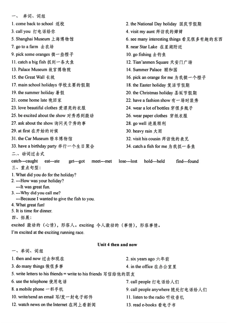 《六上英语单元知识点_小学1-6年级全科全套_1-6年级全科上册_六年级_英语_英语译林版_知识点梳理》第3页预览