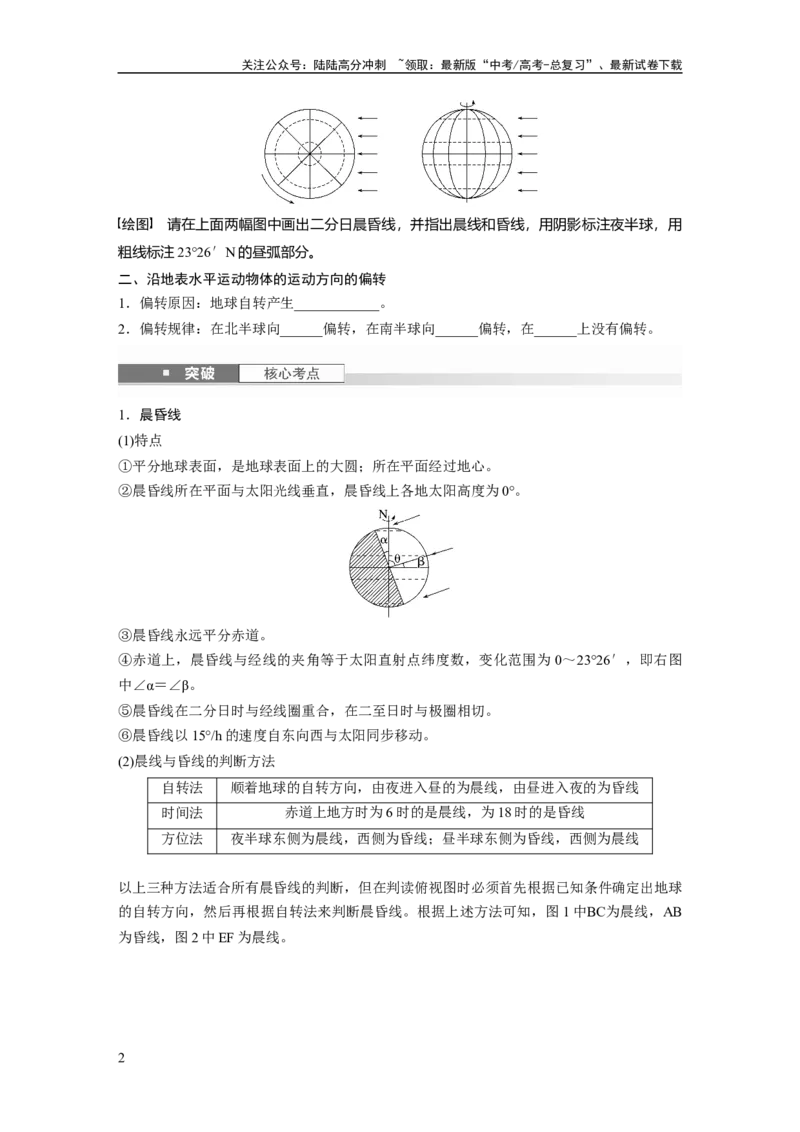 《第二章　第3讲　课时9　昼夜交替　沿地表水平运动物体的运动方向的偏转_07-地理-高考总复习_一轮复习_2025年_2025年大一轮复习讲义地理人教版_地理_大一轮复习讲义学生专用》第2页预览