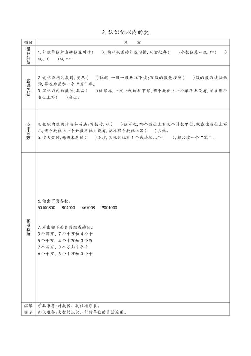 《苏教版四年级下册小学预习单_小学1-6年级全科全套_1-6年级全科下册_四年级_四年级下数学_数学四下苏教版》第5页预览