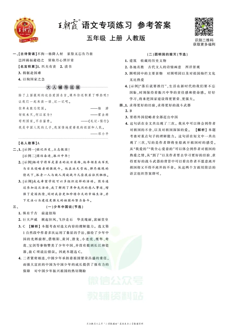 《王朝霞专项练习五年级上册语文部编版_小初高学习资料合集（每天更新）_1~6年级上册王朝霞专项练习_5年级》第3页预览