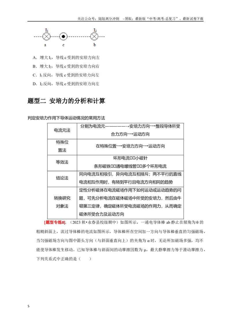 《专题19磁场对电流的作用（原卷版）_04-物理-高考总复习_专项复习_2024年_2024高考物理热点知识清单题型讲练高考复习全国通用_资料》第5页预览