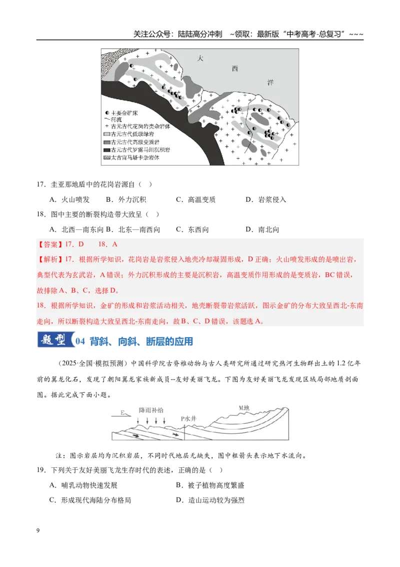 《第14讲板块运动、构造运动及其地貌（专项训练）（湖南专用）（解析版）_07-地理-高考总复习_一轮复习_2026年-地理高考一轮复习_2026年高考地理一轮课件+讲义+练习（湖南专用）-G331》第9页预览