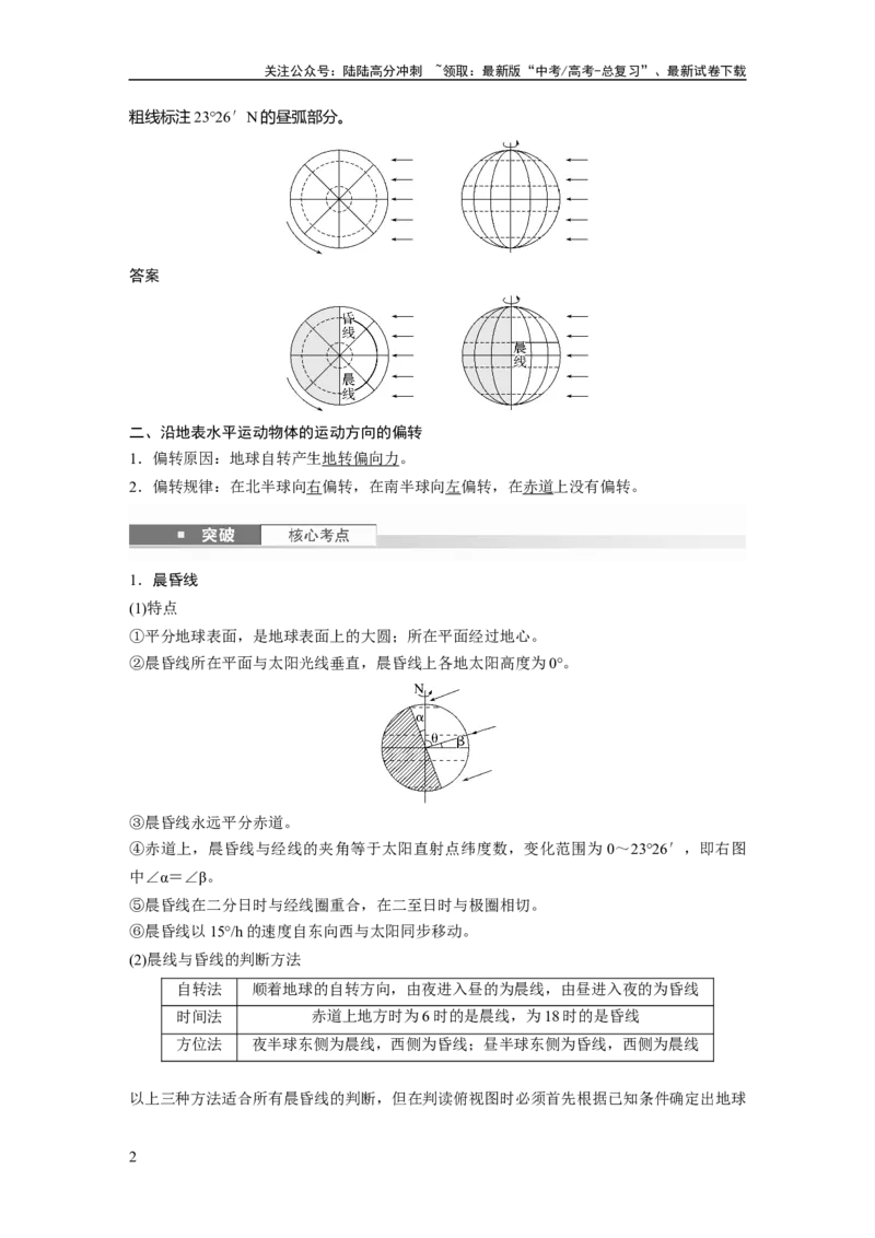 《第二章　第3讲　课时9　昼夜交替　沿地表水平运动物体的运动方向的偏转_07-地理-高考总复习_一轮复习_2025年_2025年大一轮复习讲义地理人教版_地理_大一轮复习讲义教师专用》第2页预览