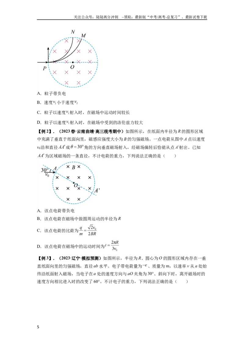 《专题25带电粒子在有界匀强磁场中的运动（原卷版）_04-物理-高考总复习_一轮复习_2024年_2024年高考物理一轮复习热点题型归类训练重点提升_2023版》第5页预览