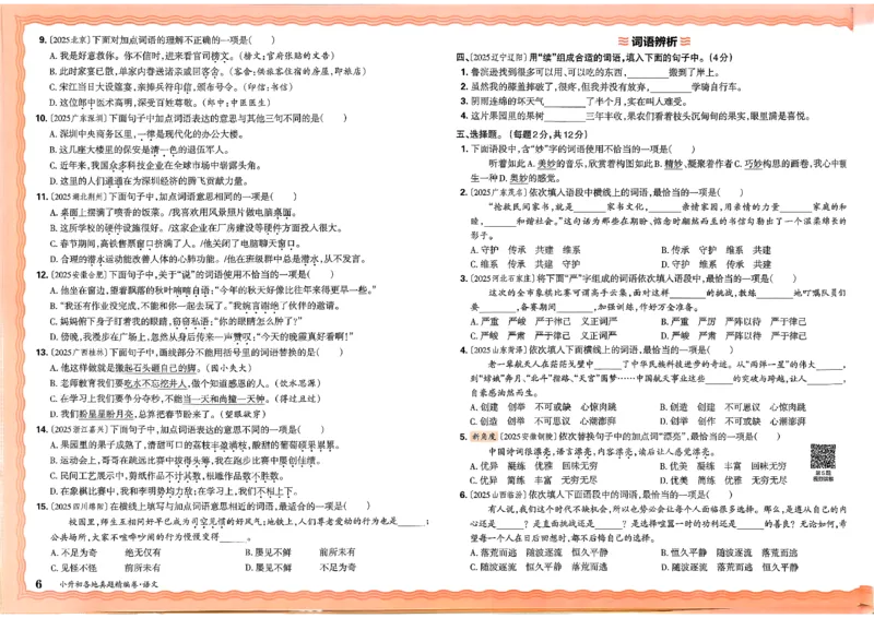 《语文王朝霞小升初真题精编卷_小初高学习资料合集（每天更新）_2026版《王朝霞小升初试卷》》第9页预览