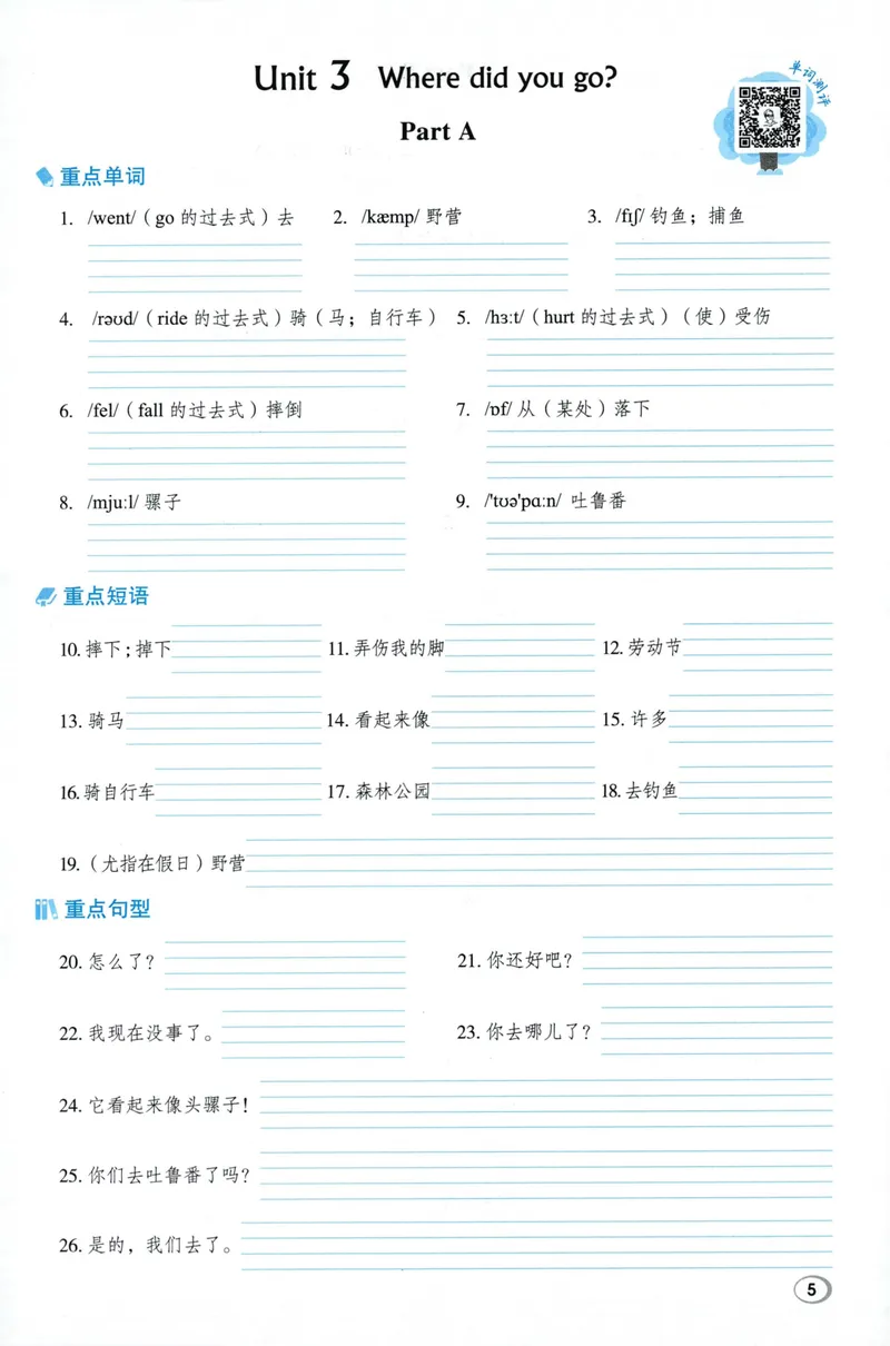 《六年级英语下册人教PEP版26春《典中点》基础默写本_小初高学习资料合集（每天更新）_2026春英语《小学典中点》人教版+外研版_26春《典中点》英语人教PEP版》第9页预览