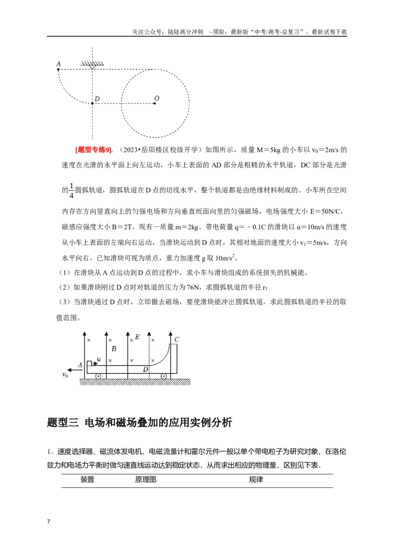 《专题22带电粒子在复合场的运动（原卷版）_04-物理-高考总复习_专项复习_2024年_2024高考物理热点知识清单题型讲练高考复习全国通用_资料》第7页预览