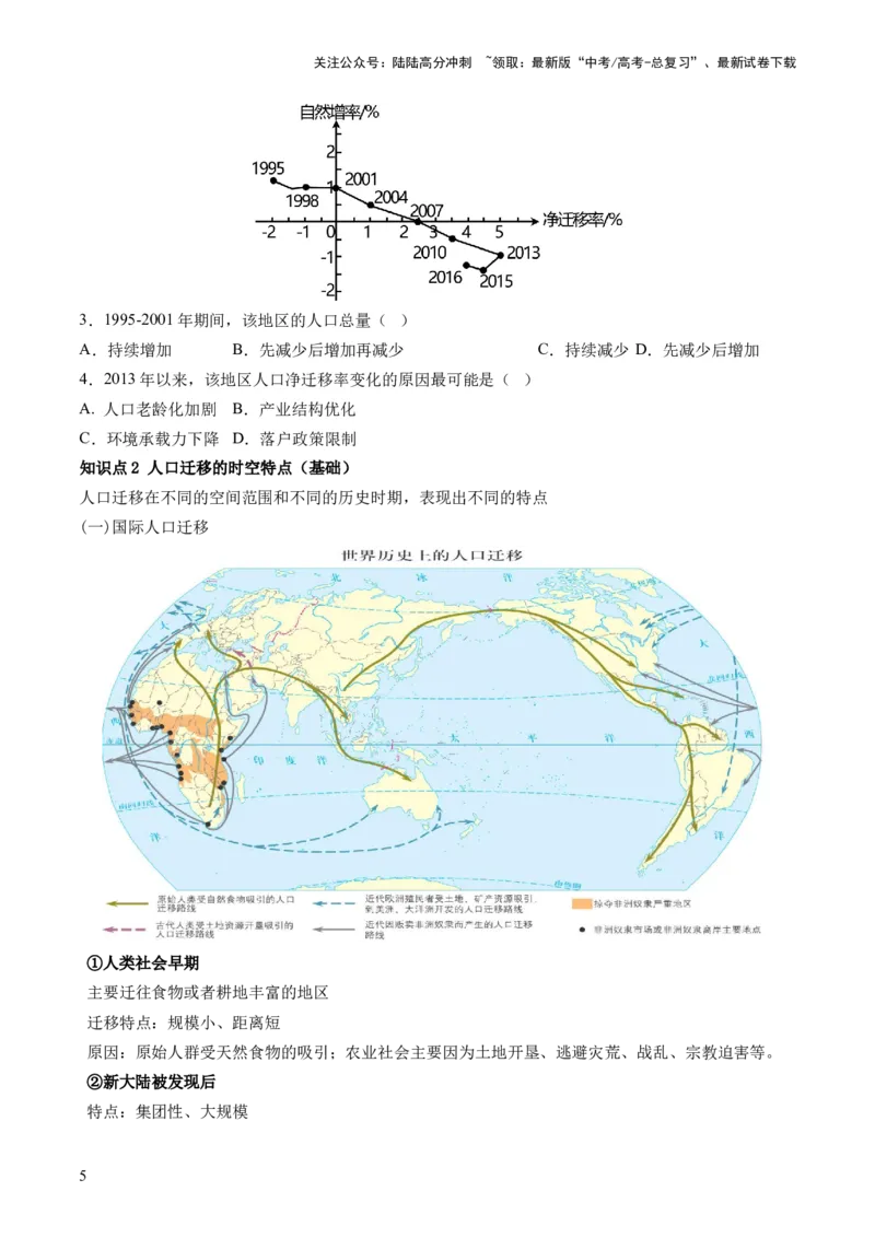 《第21讲人口迁移（讲义）（原卷版）_07-地理-高考总复习_一轮复习_2024年_2024年高考地理一轮复习讲练测（课件+讲义+练习）（新高考）_讲义+练习》第5页预览