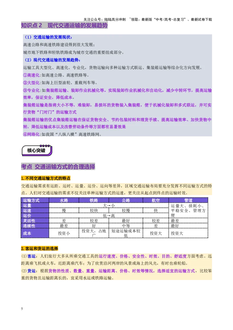 《第28讲区域发展对交通运输布局的影响（讲义）（教师版）_07-地理-高考总复习_一轮复习_2025年_2025年高考地理一轮复习讲义+练习+课件（新教材新高考）》第5页预览