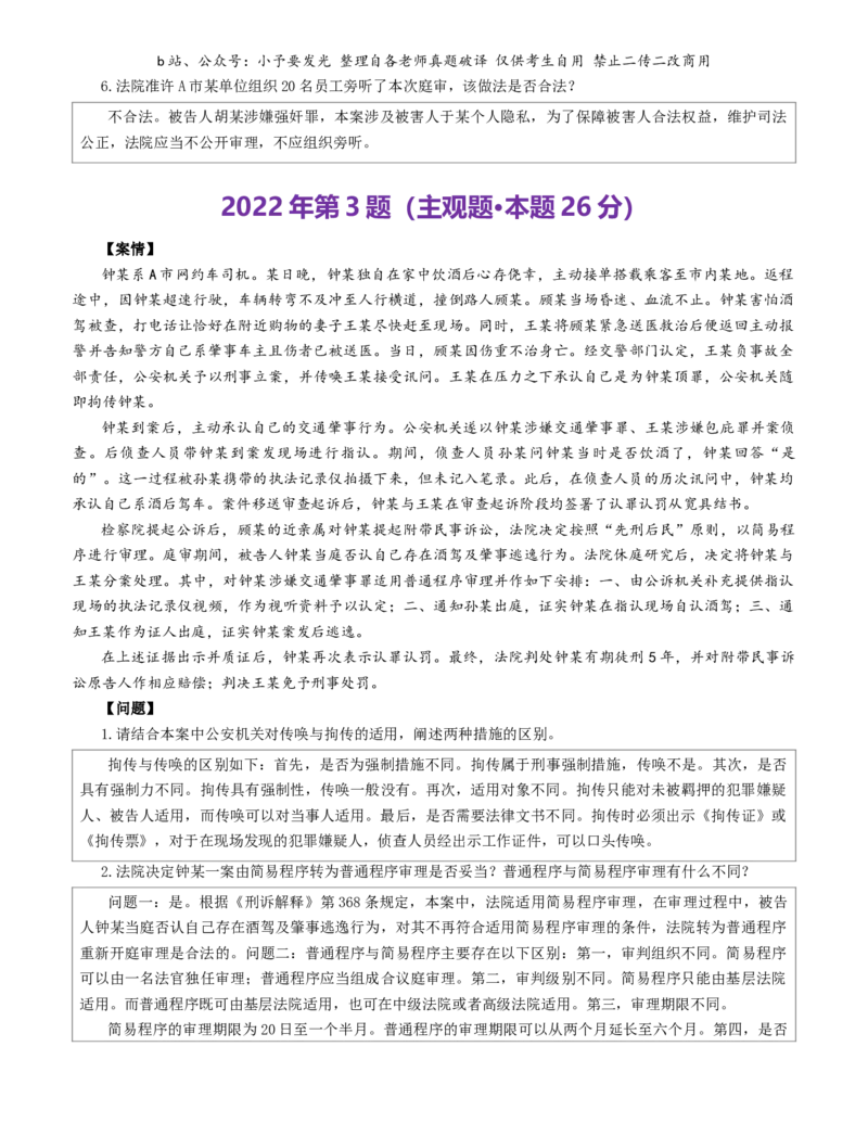 《2021-2025法考主观题真题-刑诉（解析版）公众号：小予要发光_2026主观文档资料_26法考主观题近五年真题word公众号：小予要发光_解析版公众号：小予要发光》第4页预览