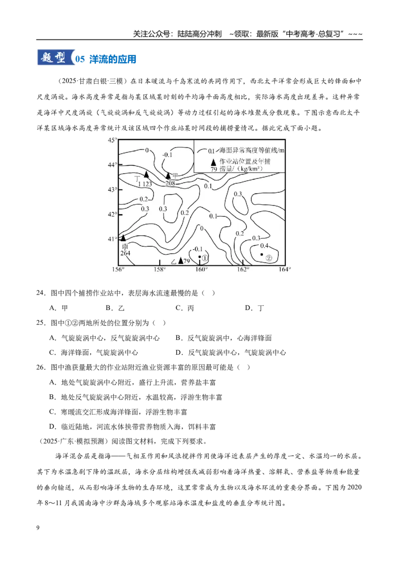 《第11讲海水的性质和运动（专项训练）（湖南专用）（学生版）_07-地理-高考总复习_一轮复习_2026年-地理高考一轮复习_2026年高考地理一轮课件+讲义+练习（湖南专用）-G331》第9页预览