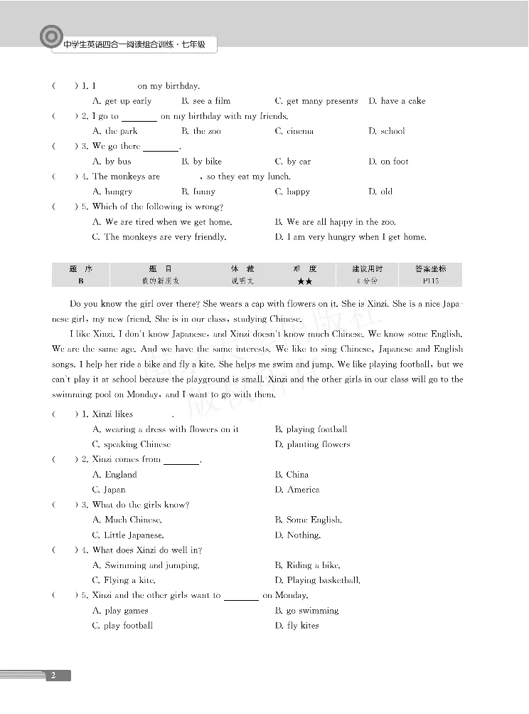 《阅读训练7年级_初中全科目同步习题+精品试卷（7-9年级）(1)_25秋初中英语《同步习题+精品试卷》_初中英语（人教版）试卷_初中英语7-9年级上册_《阅读训练》》第8页预览