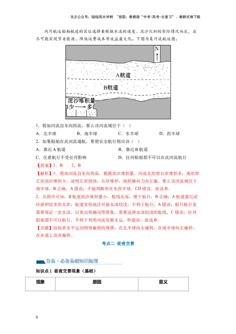 《第04讲地球自转及其地理意义（讲义）（解析版）_07-地理-高考总复习_一轮复习_2024年_2024年高考地理一轮复习讲练测（课件+讲义+练习）（新高考）_讲义+练习》第8页预览