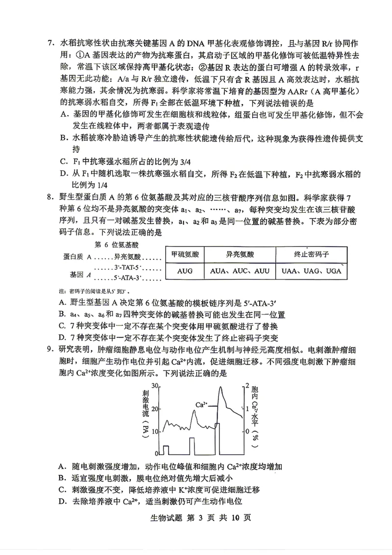 《山东省实验中学2026届高考考前模拟测试生物+答案_2024-2027高三（6-6月题库）_2026年06月高三试卷_260601山东省实验中学2026届高考考前模拟测试（全科）》第3页预览