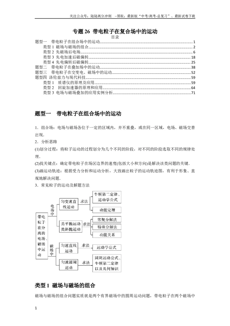 《专题26带电粒子在复合场中的运动（解析版）_04-物理-高考总复习_一轮复习_2024年_2024年高考物理一轮复习热点题型归类训练重点提升_2024版》第1页预览