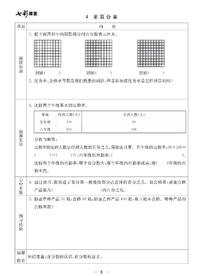 《青岛五四版五年级下册数学预习卡_小学1-6年级全科全套_1-6年级全科下册_五年级_其他补充资料_语数英预习资料》第8页预览